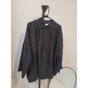 Deiji Studios Black Shirt Blouse Linen Boxy 3/4 Sleeve S/M